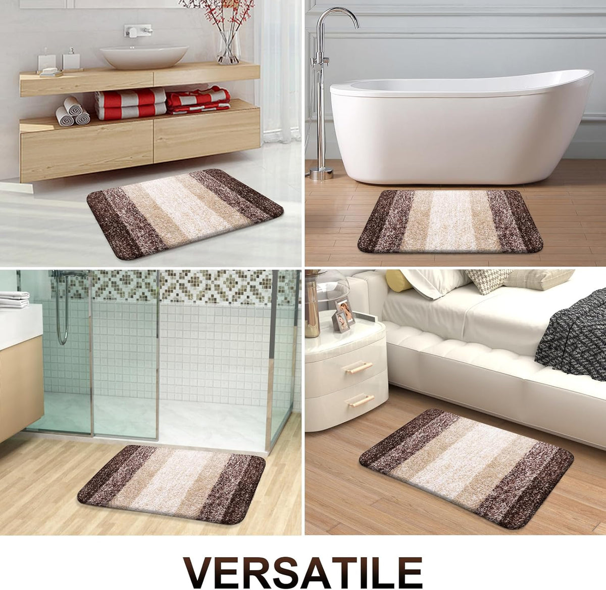 OLANLY Bathroom Rugs Mat 70x46, Extra Soft Absorbent Microfiber Bath Rugs, Rubber Backing, Quick Dry, Machine Washable Bath Mats for Bathroom Floor, Tub and Shower, Home Decor Accessories, Brown
