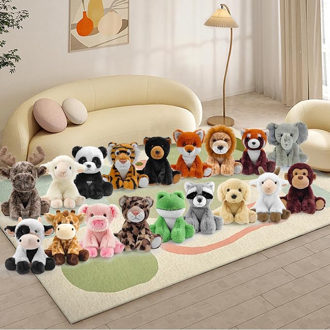 Plush Dog Sitting Toys Stuffed Animal, Realistic Dog Stuffed Animal Toy Characters Stuffed Filled in Limbs 8.5 Inch Soft Huggable Gifts for Kids with Stuffed Animals Birthday Gift for Girls Boys