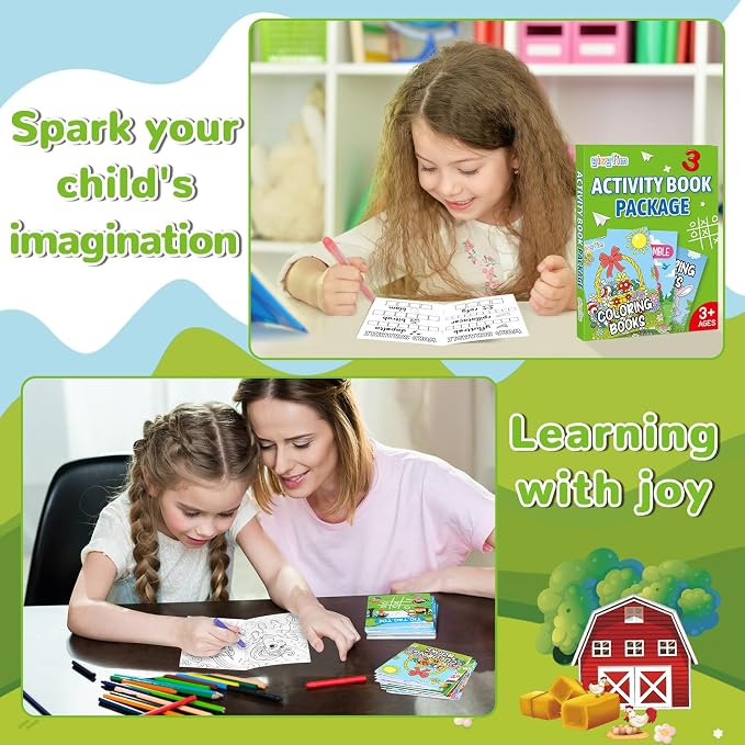 gisgfim 192 PCS Summer Mini Activity Books Kids Coloring Books Party Favors Bulk Challenging Game Include Maze Dot to Dot Word Search Word Scramble for Age 4-12 Goodie Bags Stuffers Supplies