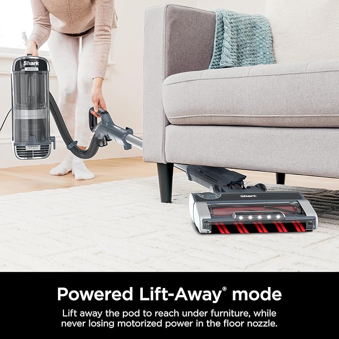Shark Performance Powered Lift-Away Upright Vacuum, Ultra-Powerful Suction, No Hair Wrap, LED Headlights, Pet Hair Pickup, Carpets & Hardfloors, Odor Neutralizer Technology, Nordic Blue, UV2500