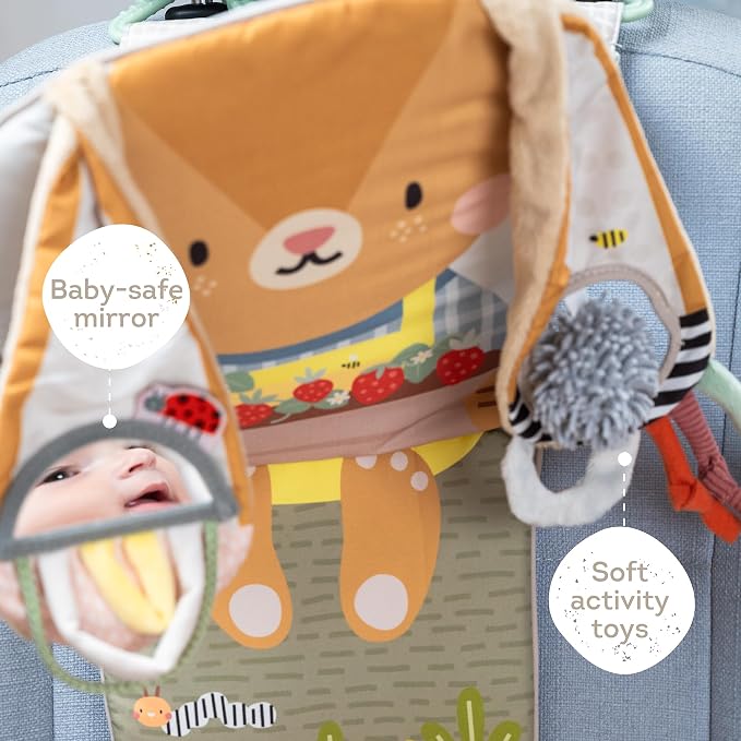 Taf Toys Play & Kick Infant Car Seat Toy for Babies, Newborn Rear-Facing Activity Center with Music, Light, Mirror & Rattling Toys, Promotes Motor Skills Development, 0-18 Months Travel Baby Toy
