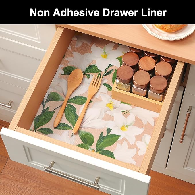 Cooyes Shelf Liner – Premium Non-Adhesive Cabinet & Drawer Liner for Kitchen – Waterproof Shelf Paper with Modern Pattern – Durable EVA Cabinet Mat – Easy to Cut （12" W x 240" L）