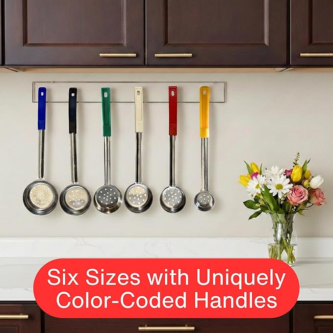 3 Ounce Slotted Stainless Steel Portion Control Ladle Spoon for Measuring and Serving; Commercial Grade Serving Scoops [Pack of 12]