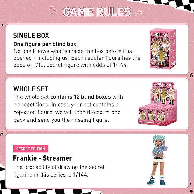 POP MART Peach Riot Rush Hour Series Figures 12PCs Blind Box Figures, Random Design Action Figures Collectible Toys Home Decorations, Holiday Birthday Gifts for Girls and Boys, Whole Set