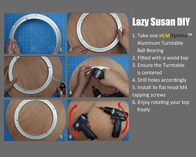 HLMOptimo Lazy Susan Bearing 8 inch Aluminum Turntable Ball Bearing, Heavy Duty Turner Bearing Silent Turntable Bearing Swivel Turntable Bearing 8/10/12/14 inch (8 inch)