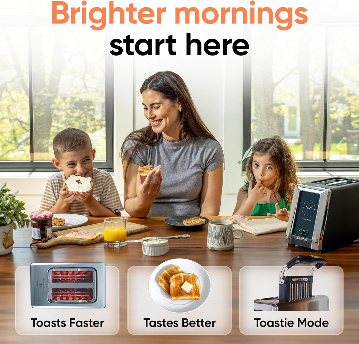 Revolution R180 Connect Smart Toaster, 2-Slice High-Speed Touchscreen Toaster with Patented InstaGLO Technology, Wi-Fi Connectivity, Weather Widget, and Over-the-Air Updates, Stainless Steel