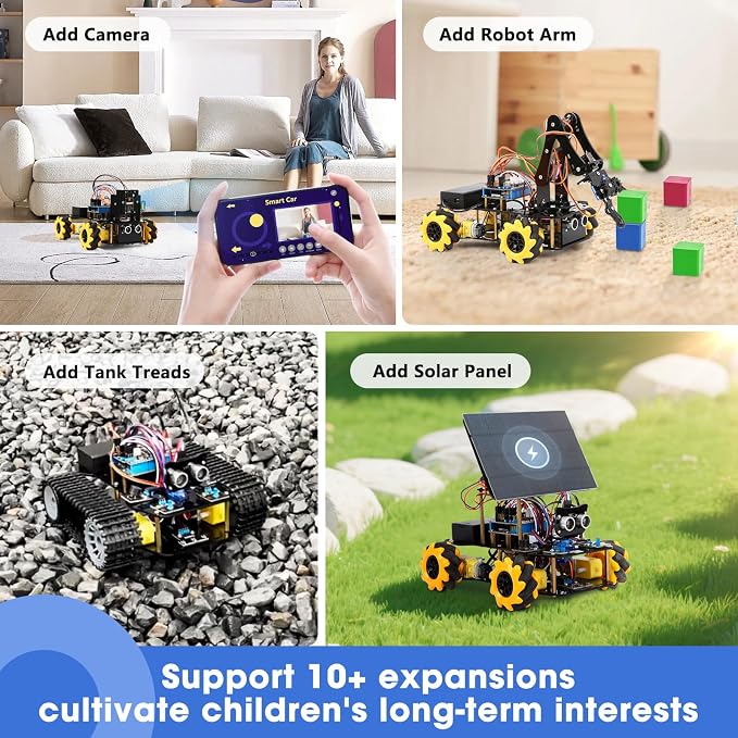 5-In-1 ESP32 Smart Camera Solar Robot Tank Car Kit, STEM Toy Robotics Kit for Kids Age 8-16 Boy, APP & Remote Control 4WD Car with 3MP Camera, Arduino Educational Science Coding Kit Gift for 12+ Teens