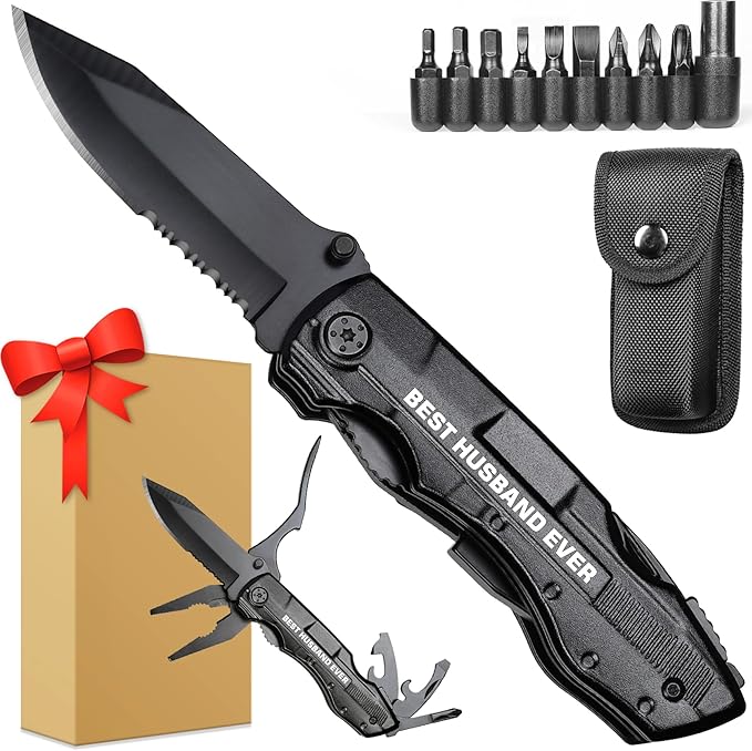 Gifts for Husband, “BEST HUSBAND EVER” Multitool Knife, Husband’s Christmas Practical Gifts, Husbands Birthday Gift, Husband’s Gift from Wife, Husbands Stocking Stuffers for Camping, Hiking