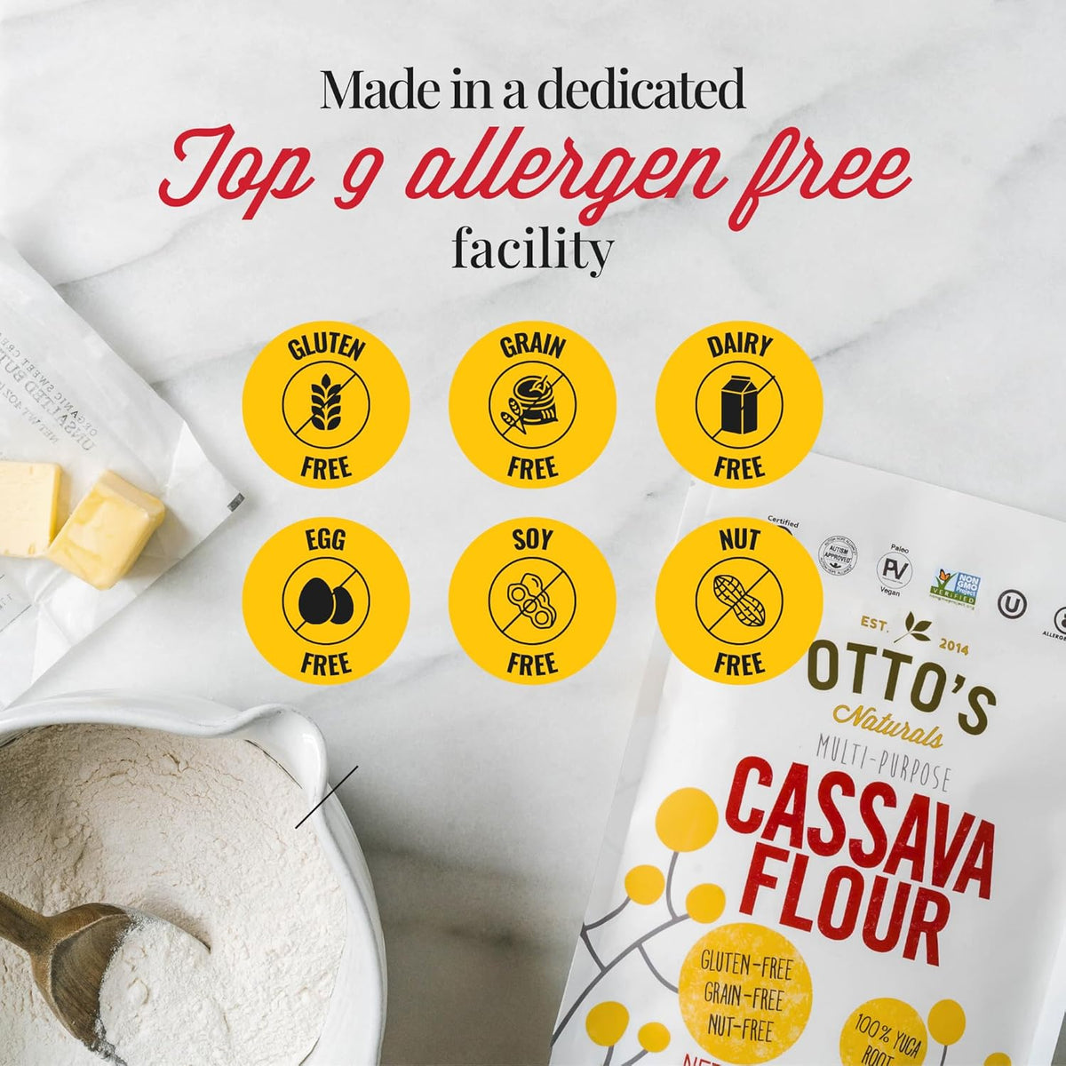 Otto's Naturals Multi-Purpose Cassava Flour, Non-GMO, Gluten-Free, Grain, Nut and Gum-Free, 1-to-1 Wheat Alternative, Paleo, AIP, 1 lb