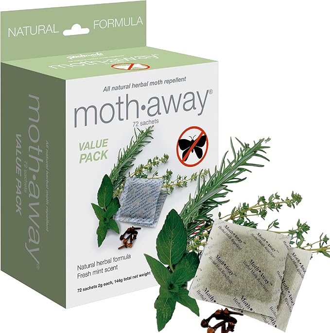 Richards Homewares Moth Away Sachets – 72-Pack Value Pack, Natural Herbal Moth Repellent, Non-Toxic & Chemical-Free, Fresh Scent for Closets, Drawers & Storage – Made in USA