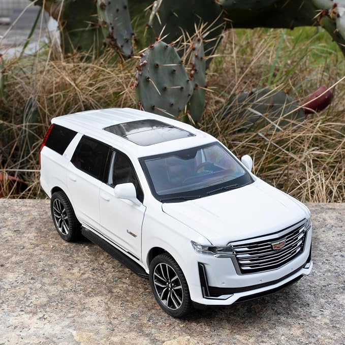 WAKAKAC Toy Car Compatible for 1:24 Escalade SUV Model Car, Alloy Pull Back Diecast Collectible Car with Sounds＆Lights for Kids Boys Girls and Adults, Gift White