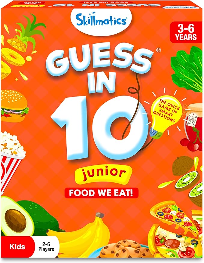 Skillmatics Guess in 10 Junior Food We Eat for Kids, Boys, Girls, and Families Who Love Card Games, Board Games and Educational Toys, Travel Friendly, Gifts for Ages 3, 4, 5, 6