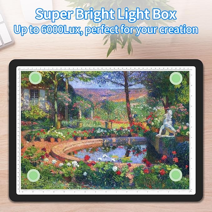 TOHETO A3 Light Board for Diamond Painting, Super Bright Magnetic Light Pad with Side Buttons, Lightbox for Tracing and Drawing, Corded Light Table for Sketching, Animation, Weeding Vinyl (Black)