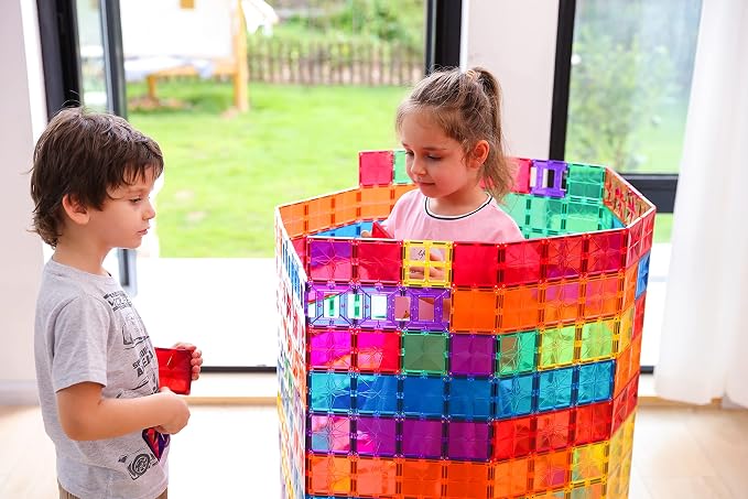MEGAGONTILES 66PCS Premium Polygon Magnetic Tiles Set | STEM-Authenticated Magnetic Building Blocks | Educational Construction Toy for Kids Ages 3–8 (Boys & Girls)