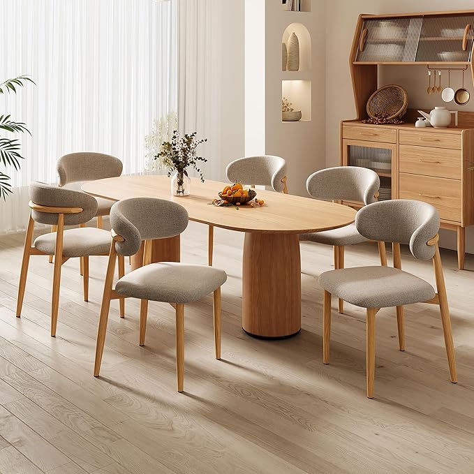 Dining Chairs Set of 2 for Kitchen Dining Table Mid Century Modern Farmhouse Upholstered Linen Dining Room Chairs with Metal Legs, Original Khaki
