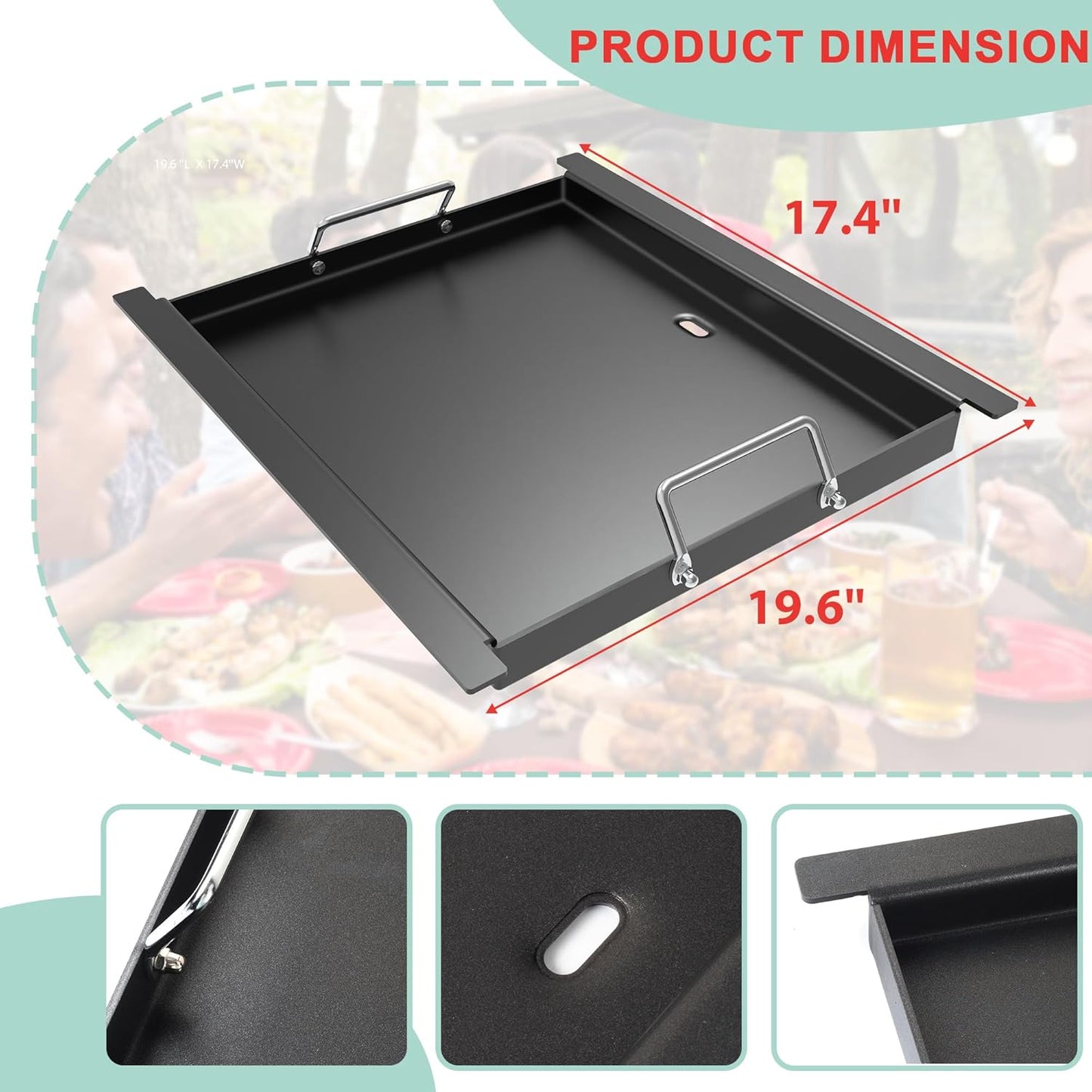 Spirit 200 Full Size Griddle Insert for Weber Spirit 200 Series Gas Grills (2016-2024) E-210 S-210 E-220 S-220 Grill Parts, 7637 Carbon Steel Flat Top Griddle Replacement for Weber Spirit I & II Parts