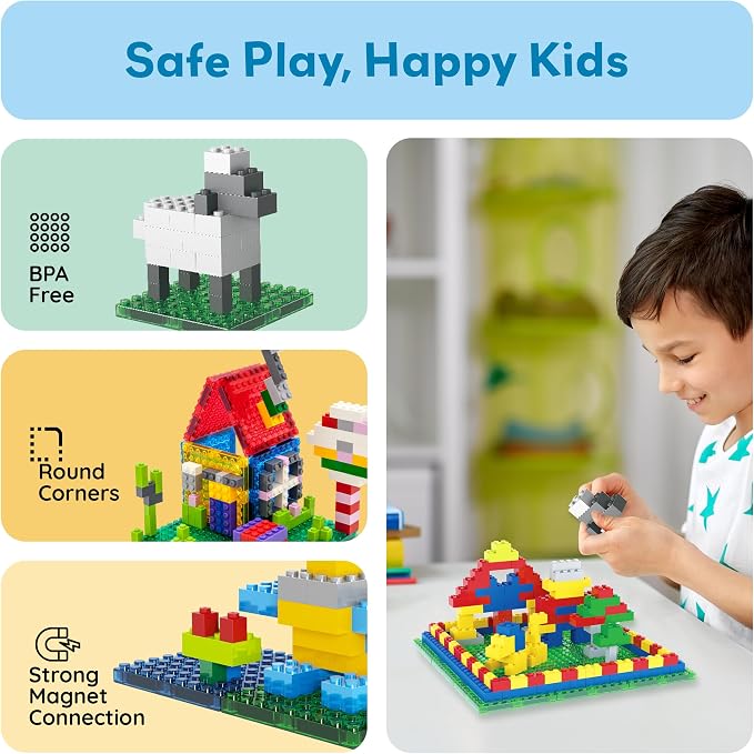 PicassoTiles Magnetc Brick Tile 259pcs Building Block Combo Set Compatible with Major Brick Systems Over 50+ Builds STEM Educational Construction Toy for Kids Toddlers Boys Girls Ages 3 and Up PTS259