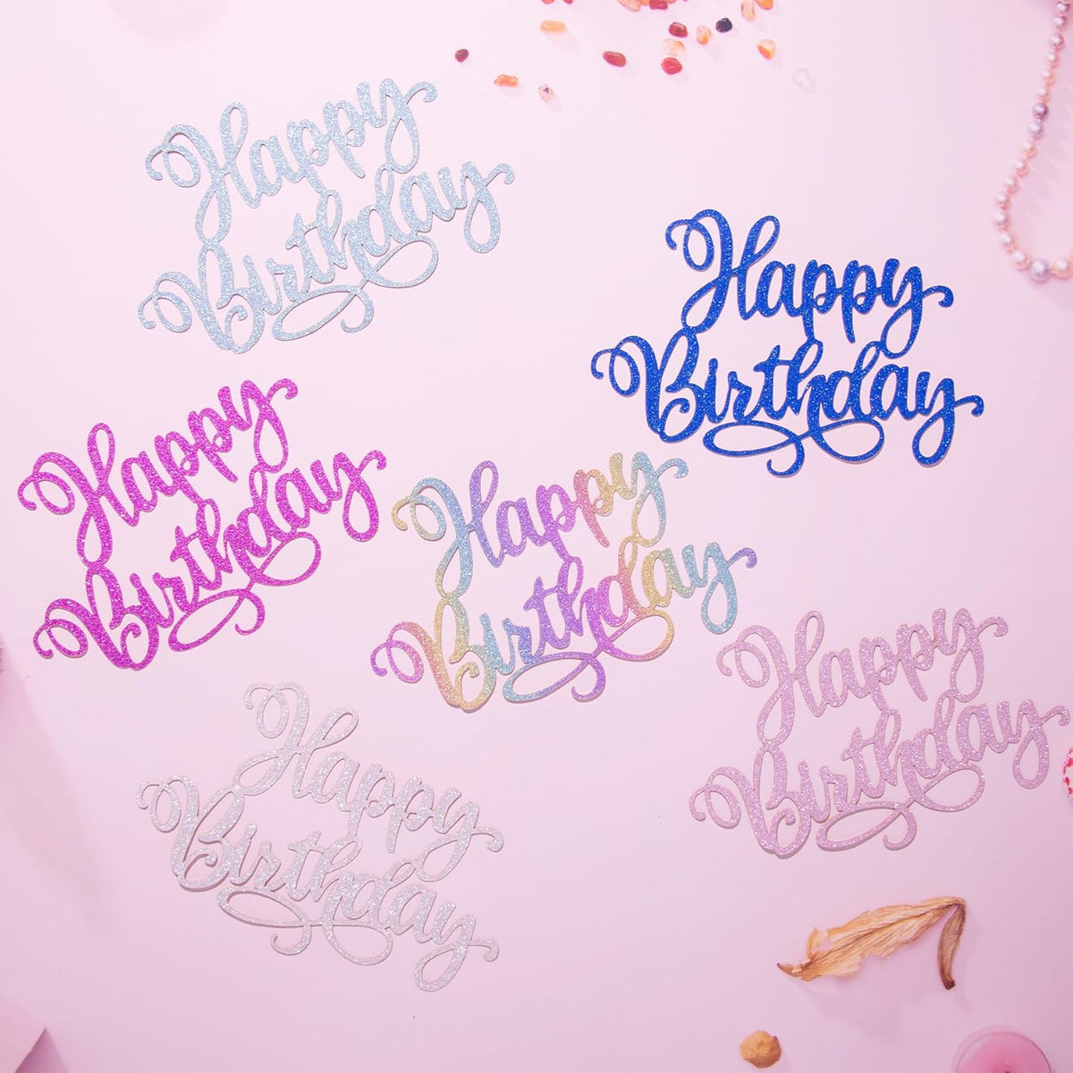 Happy Birthday Cake Toppers 9 Inch Glitter Happy Birthday Cake Pick for Birthday Anniversary Theme Party Cake Decorations Supplies - Gold