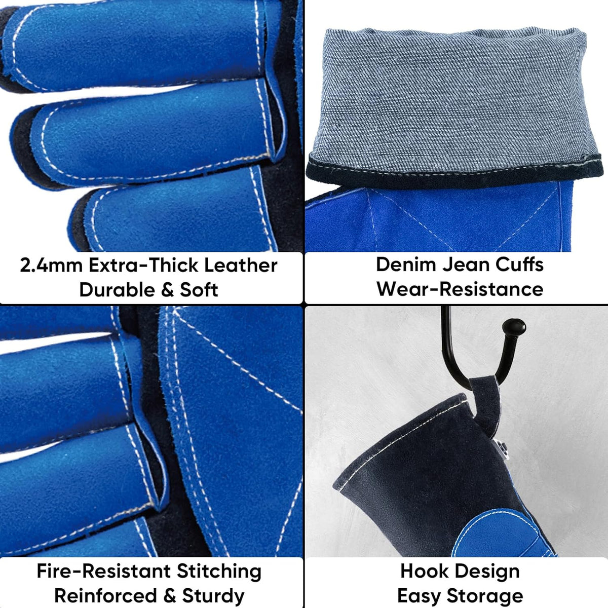 TICONN Welding Gloves, 16 IN L/XL/XXL 1000°F Heat-Resistant Fireproof Leather Gloves for Welders, Stick, Forge, Mig, Tig, BBQ