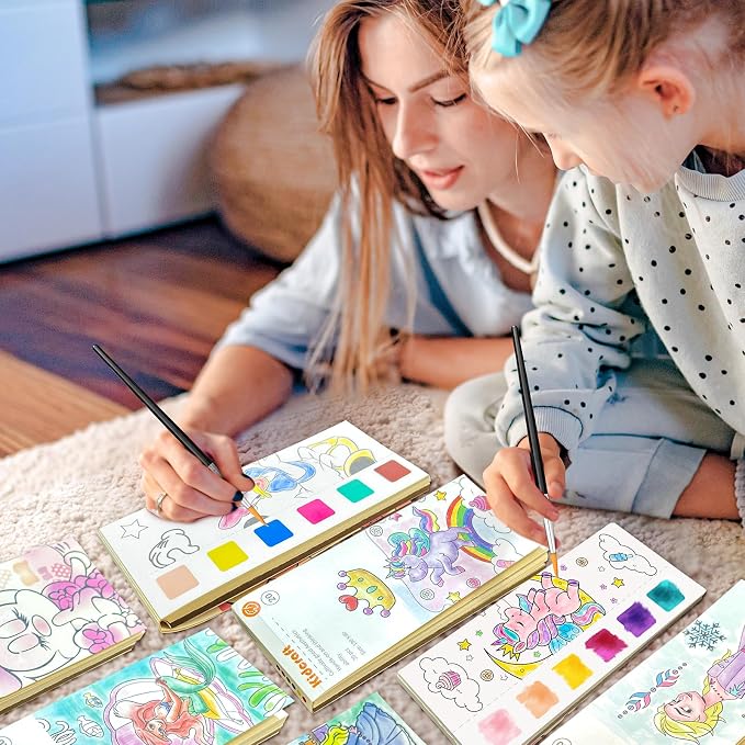 Paint with Water Coloring Books for Kids, Pocket Mess Free Watercolor Painting Sets for Toddlers, Art and Craft Drawing Activities Gifts for Kids Ages 4 5 6 7 8+, Travel Activity Toys - Princess