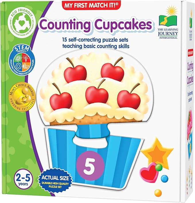 The Learning Journey: My First Match It - Counting Cupcakes- 15 Piece Self-Correcting Matching Puzzles - First Learning Toys for Toddlers 2-5 - Award Winning Toys