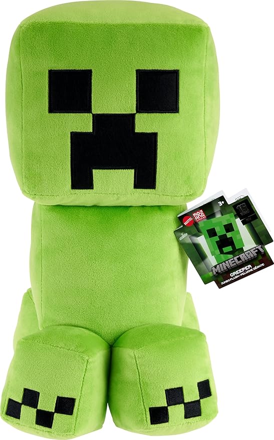Mattel Minecraft Creeper Jumbo Plush Figure, Large 16-inch Soft Doll with Pixelated Design Inspired by The Video Game