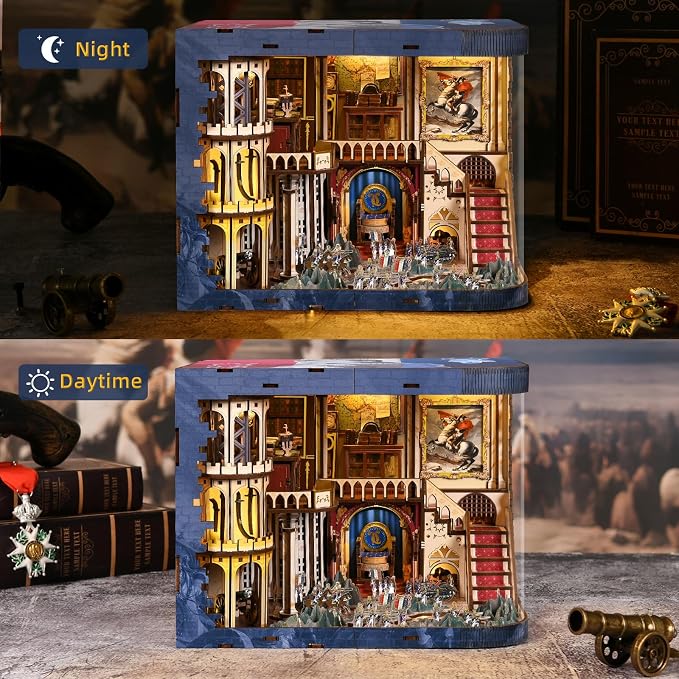 CCCDF Book Nook Kit - 3D Wooden Puzzle for Adults, Teens, DIY Miniature Dollhouse Kit Booknook Tiny House Bookshelf Decor, Gifts for Family, Friends (Napoleon)