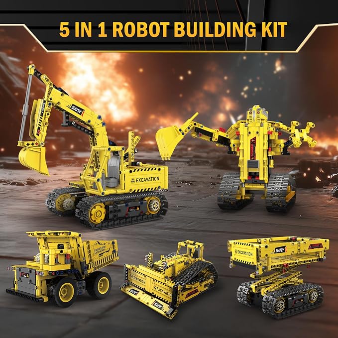 5 in 1 STEM RC Robot Building Kit, 555 PCS APP & Remote Control Robot Toys for Kids Age 6 7 8 9 10 11 12+, Engineering Science Coding Robotic Toys Birthday Gifts for Boys & Girls