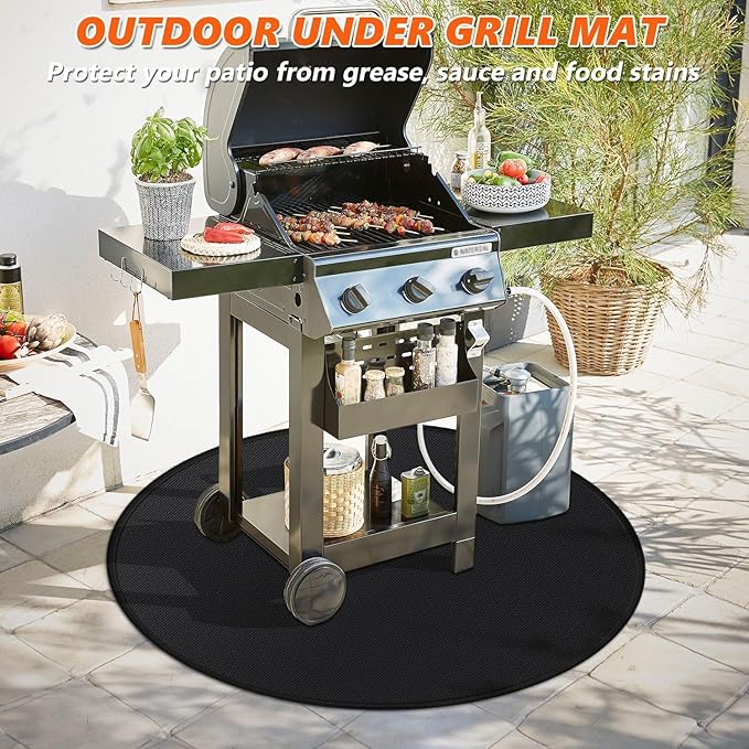 38" Round Fire Pit Mat for Solo Stove Bonfire/Under Grill Mat for Outdoor Grill Fireproof Waterproof Oil-Proof, 4 Layers Fireproof Mat Fireplace Mats BBQ Solo Stove Mats for Deck Patio Grass Smoker