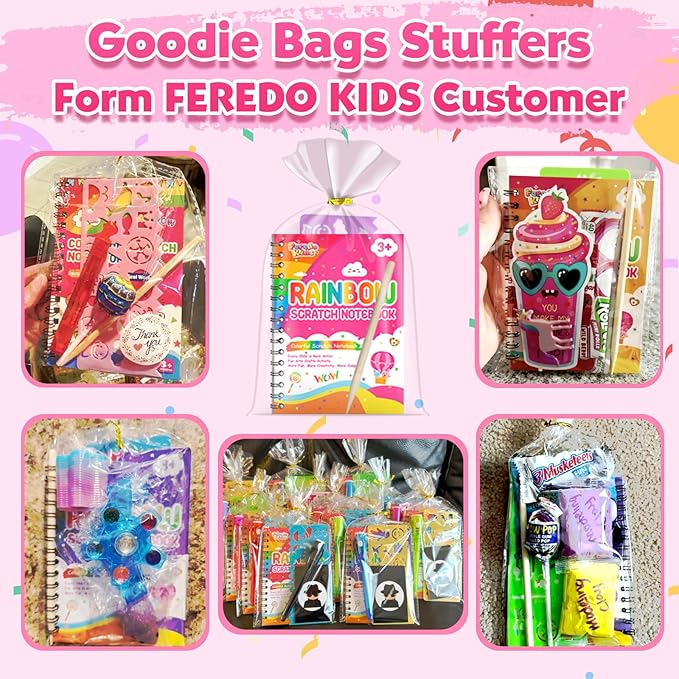 Scratch Paper Art Party Favors for Kids: 16 Pack Rainbow Scratch Notebook, Goodie Bags Stuffers Coloring Books Party Favors for Kids 3-12, Bulk Classroom Birthday Gifts for Student