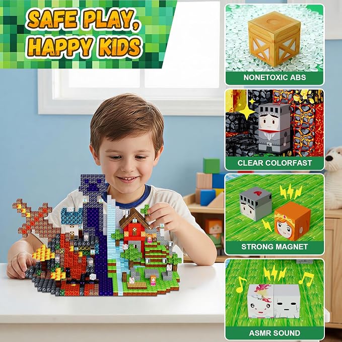300PCS Magnetic Blocks Building Toys for Kids - 0.8in Magnet Cubes Portal Theme Toddler Toys, STEM Preschool Educational Sensory Construction Set, Birthday Gifts for Boys Girls Age 3-8