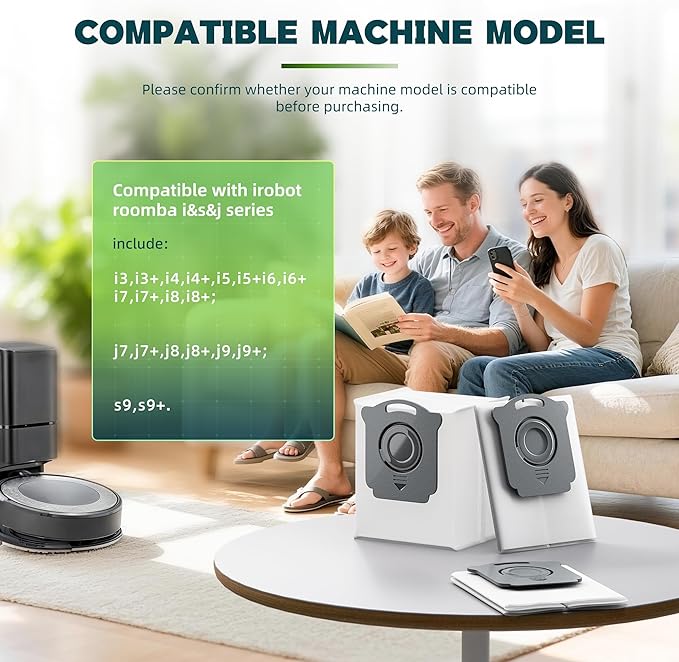 Vacuum Bags Replacement Compatible with iRobot Roomba i7, i7+, i3, i3+, i1+, i4, i4+, i6, i6+, j7, j7+, i8, i8+,s9, s9+ Plus, i & s & j Series Clean Base Automatic Dirt Disposal Bags, Pack of 3