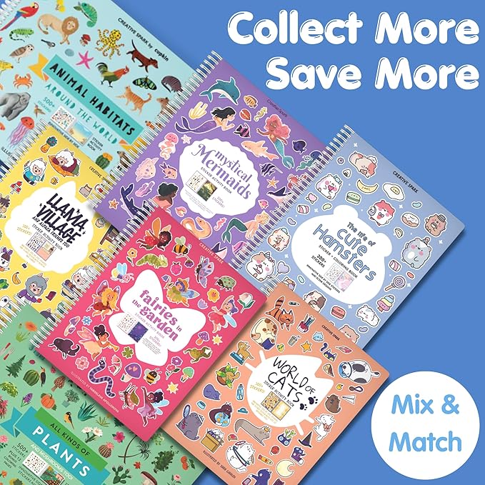 Mosaic Sticker Art 3000+ Kids Craft Kit by Cupkin, Fun Sticker by Number Activity Book, Road Trip Essentials, 52 Pages with Jewel & Foam Stickers, ABC Mosaics Art Craft Kit for Boys & Girls