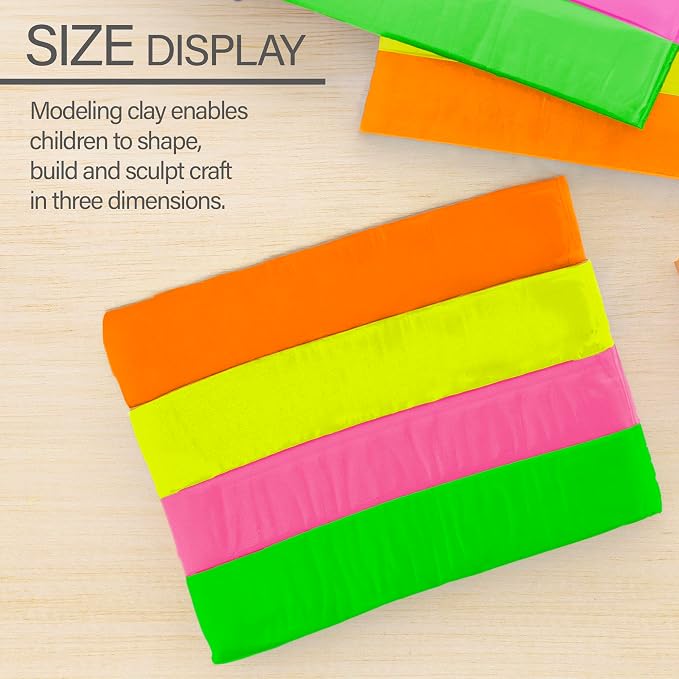 BAZIC Products 1 lb 4 Fluorescent Color Modeling Clay, for School Office Home, Case of 24