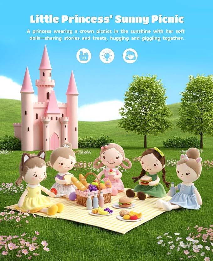 GAGAKU Soft Plush Baby Doll for Girls (12") - My First Baby Doll Gift for Girls, Toddlers & Infants, Machine Washable Rag Doll Toy - Forest Girl