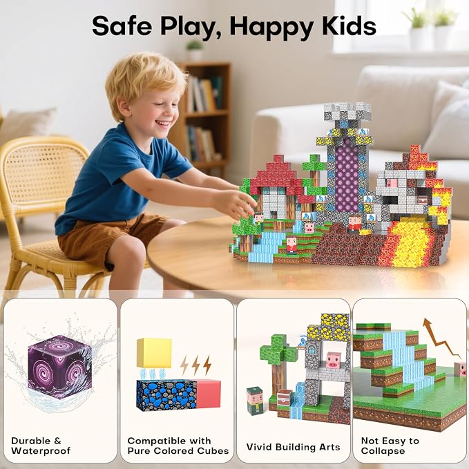 100PCS Magnetic Blocks - Magnet Tiles Toys for Kids, Magnetic Building Blocks Cubes, Stacking Magnets Toys for Kids, Birthday Gifts for Boys and Girls Age 3+ Years Old