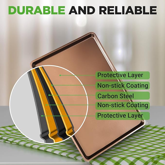 NutriChef Nonstick Extra Large Baking Sheets – 22 x 16 Inch Mega Cookie Sheet Pans for Baking & Roasting – Warp-Resistant Thick Gauge Cookie Tray Set , Oven & Dishwasher Safe – 2 Pack