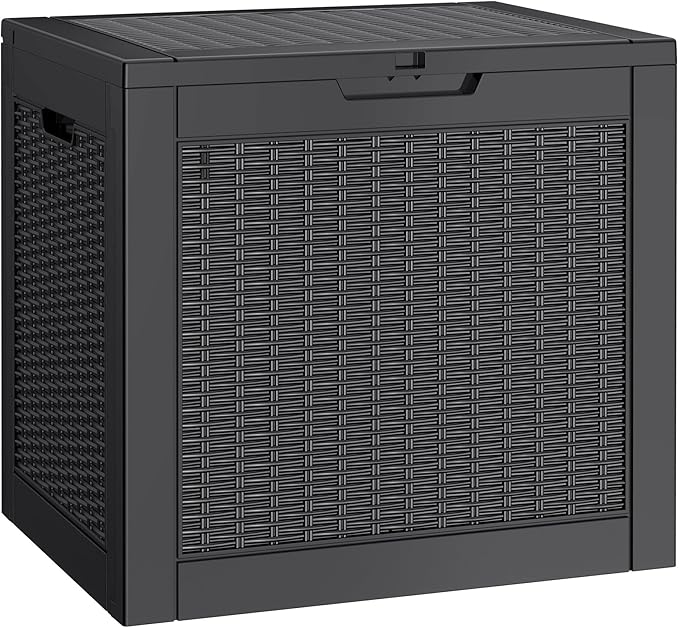 NUNU LAB 31 Gallon Outdoor Storage Box Waterproof,Indoor Outside Deck Boxes,Backyard Storage Bin For Package Delivery,Garden Tools,Patio Cushions,Pool Accessories,Storage Bench Lockable Lid,Tool Box