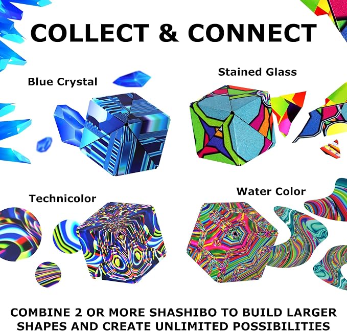 Shashibo DODECA Magnetic Puzzle Cube, Sensory Fidget Toy for Adults & Kids, Stress Relief Fidget Toy for All Ages, Cool Fidget Toys for Desk, Shape Shifting Box, 100+ Possible Shapes