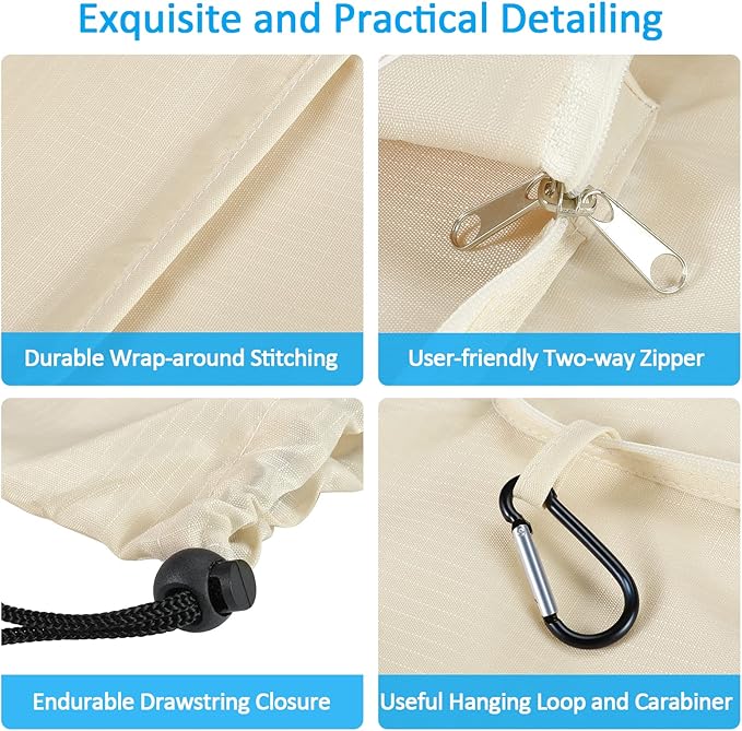 GOGOODA Travel Laundry Bags with Drawstring Closure XL Large Foldable Dirty Clothes bags with Handle Heavy Duty and Washable for College Dorm Travelling Camping, 2 Pack, Black & Beige