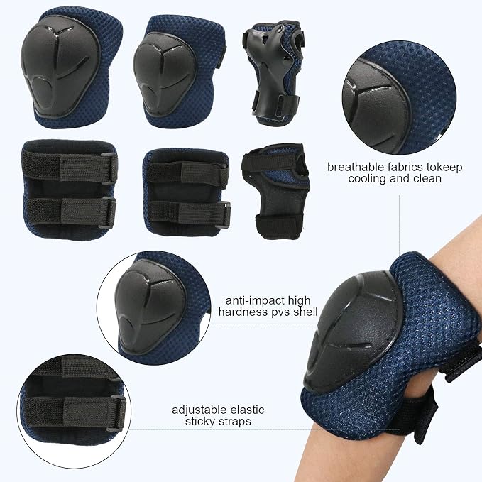 Kids Bike Skateboard Helmet Pad Set,Toddler Cyling Protective Gear Knee & Elbow Pads Wrist Guards for 5-8-10-12-14-16 Years Girls Boys Bicycle Scooter Roller Skate Inline Skating Rollerblading