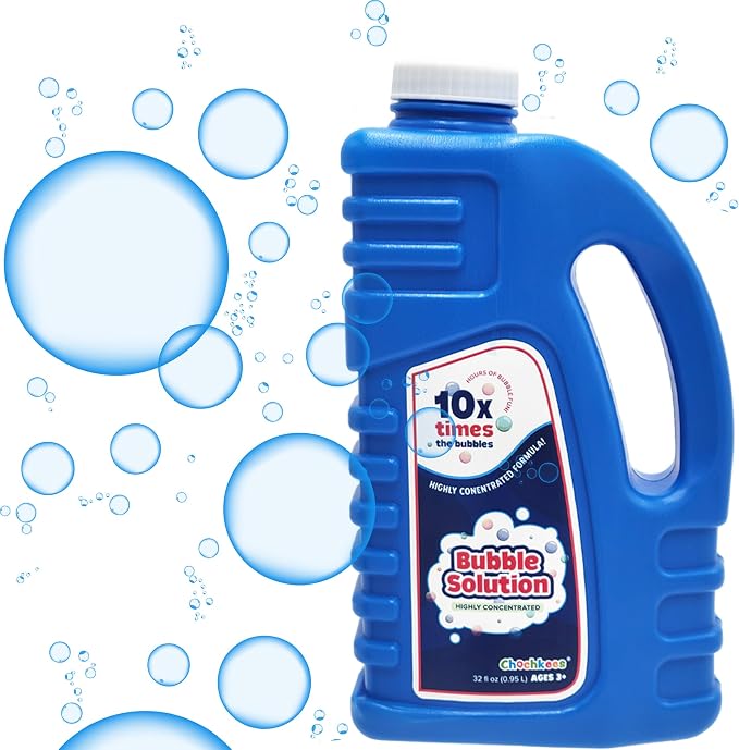 16 oz Concentrated Blue Bubble Solution Bottle with Handle, Refills up to 1.25 Gallons, Non-Toxic Concentrated Solution for Bubble Machines, Giant Bubble Wands, Bubble Gun and Blowers (8-Pack)