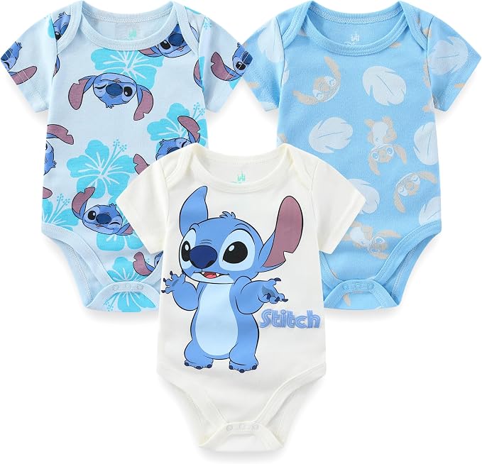 Disney Baby Toy Story Mickey Mouse Cars Winnie the Pooh Boys 3 Pack Bodysuit Creeper for Newborn and Infant