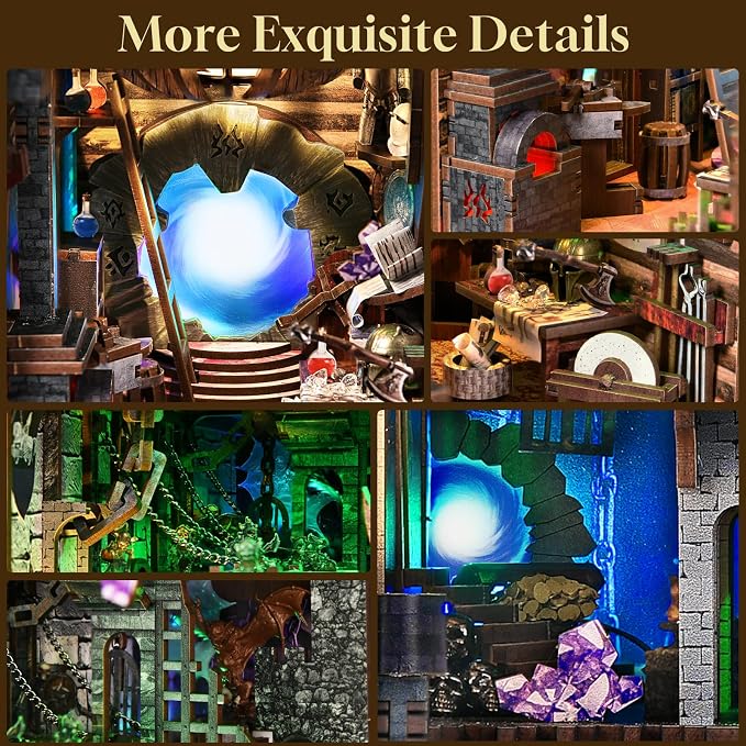 MiniCity Book Nook Kit, DIY Miniature Dollhouse Booknook Kit with Led Light and Dust Cover (Blade and Magic)