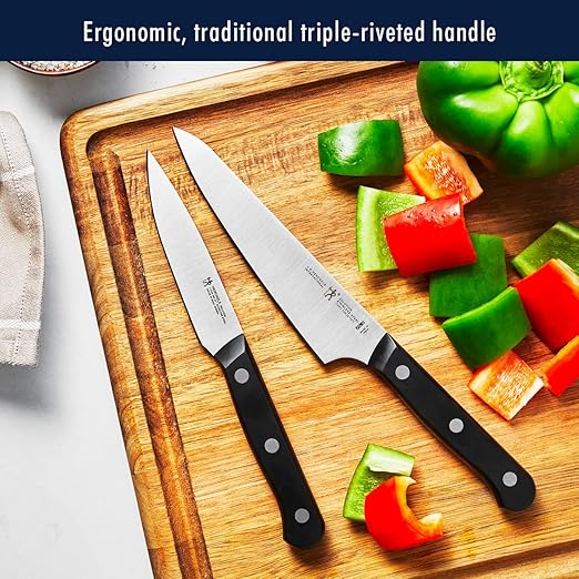 HENCKELS Solution Razor-Sharp 15-pc Knife Block Set, German Engineered Informed by 100+ Years of Mastery, Walnut