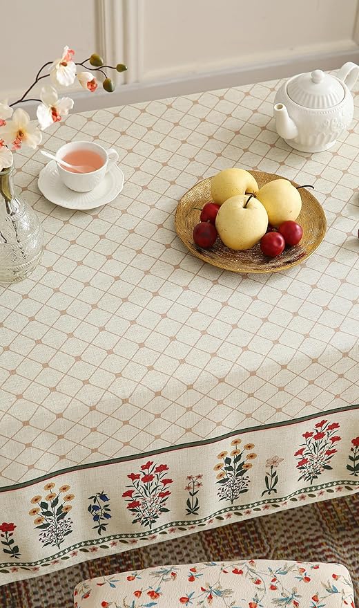 ISAENNE Designer Vintage Linen Floral Small Square Tablecloth,Fall Colorful Modern Table Cloth,Anti-Wrinkle Decor Tablecloths for Dining Thanksgiving Kitchen Christmas,55"*55"-Bertina E