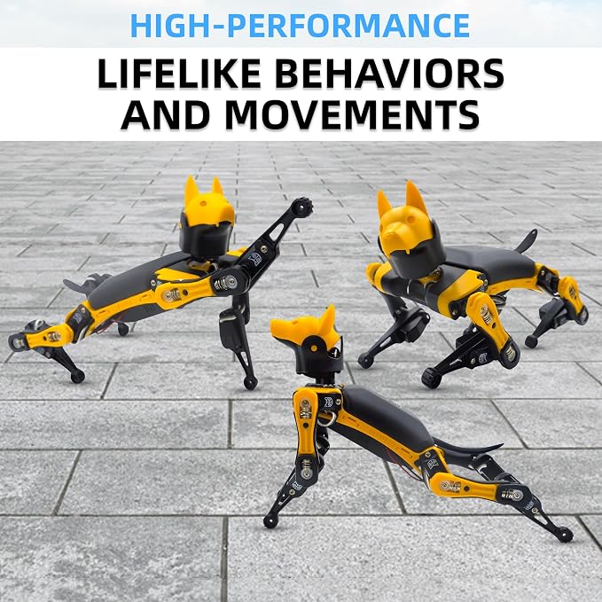 Petoi Programmable Robot Dog Bittle X V2 Lite Servo | Coding Smart Robot Dog Kit, Voice Controlled, Quadruped Interactive Robot for Kids (Bittle X V2 - lite servos - Construction - Yellow + Black)