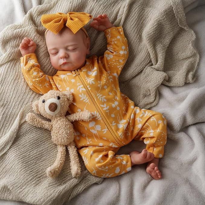 ADFO Lifelike Reborn Baby Dolls, 20 inch Realistic Newborn Real Life Baby Girl Dolls Soft Full Body Vinyl Girl Baby Dolls with Clothes and Toy Gift for Kids Age 3+