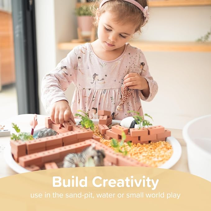 Inspire My Play 25 Mini Silicone Building Bricks for Construction Play Bin - Creativity Sensory Bin Filler