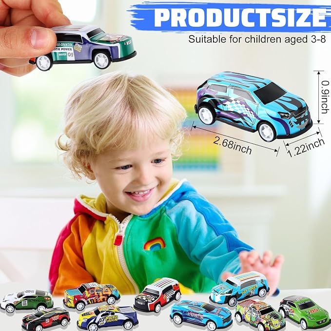 Jenaai 100 Pcs Mini Pull Back Toy Cars Bulk Pull Back Die Cast Race Cars Party Favors for Boys Girls Christmas Party Favor Return Gift Goodie Bag Stuffer Classroom Carnival Gift